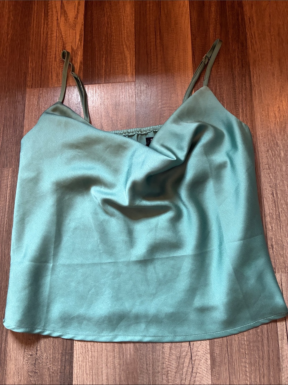 Nasty Gal- Teal Satin Cowl Neck Camisole Tank Top - NWT- Size 4